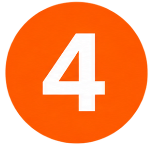 Orange circle with the number 4 in the center, set against a white background