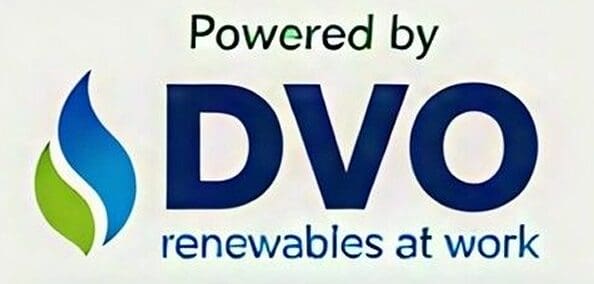 White background with the text "Powered by DVO Renewables at Work" and a logo of a green leaf