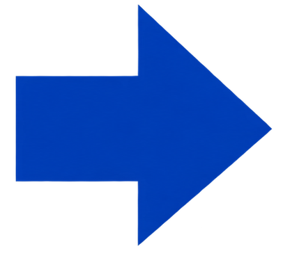 Blue arrow pointing to the right on a white background