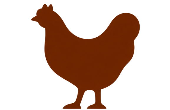 Brown chicken silhouette on a white background